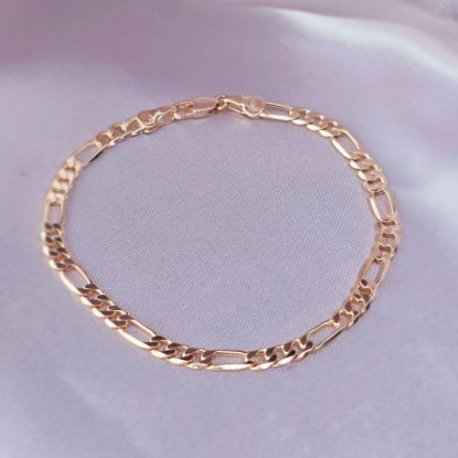 Imagen de Pulsera Tejido Cartier o Fígaro Oro Dorado Talla 2107