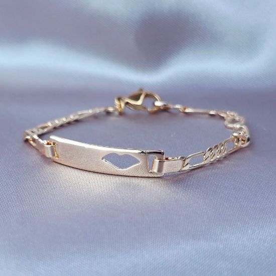 Imagen de Pulsera Esclava Kids Beso Oro Dorado Talla 1503