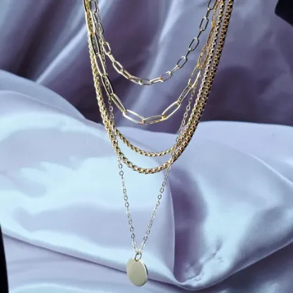 Imagen de Collar Oblea de Oro y Cinco Destinos  3802