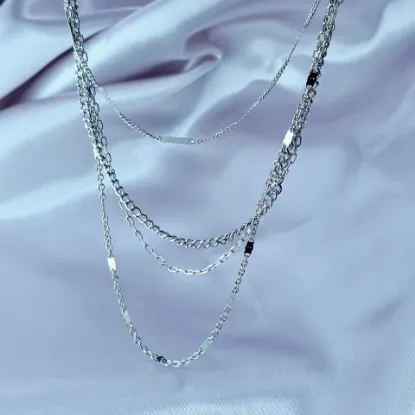 Imagen de Collar Cuatro Tejidos de Oro Blanco  3802