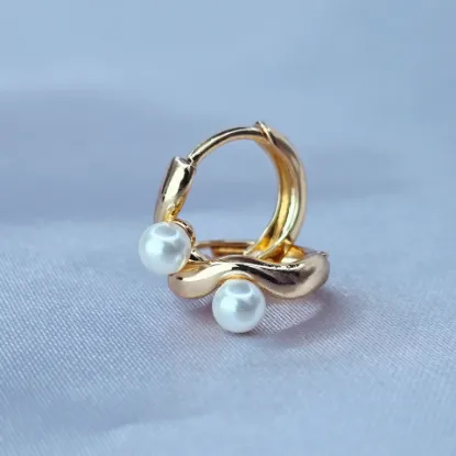 Imagen de Huggie Curva de Oro y Perla Mágica