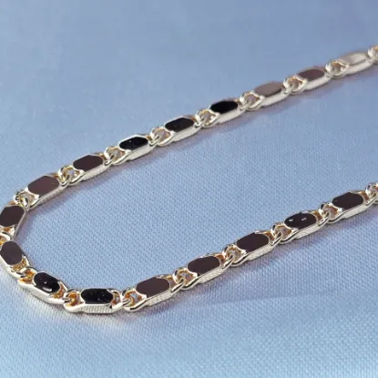 Imagen de Cadena Eslabones Anchos Ovalados y Dos Aros Oro Dorado Talla 7003