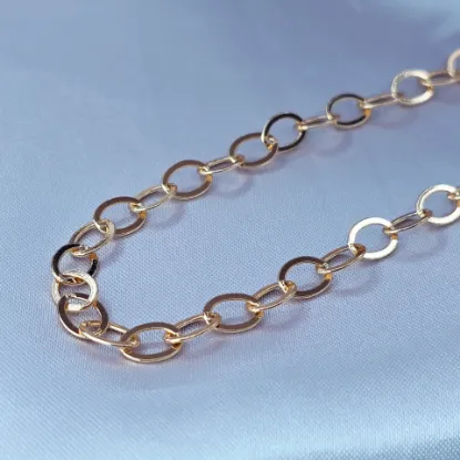 Imagen de Cadena Eslabones Aros Ovalados Delgados Oro Dorado Talla 5006