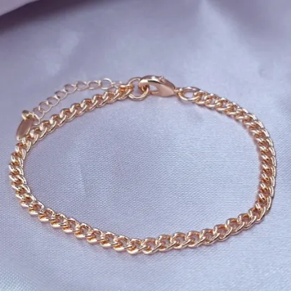Imagen de Pulsera Tejido Barbada Cerrada Oro Dorado Talla 2104