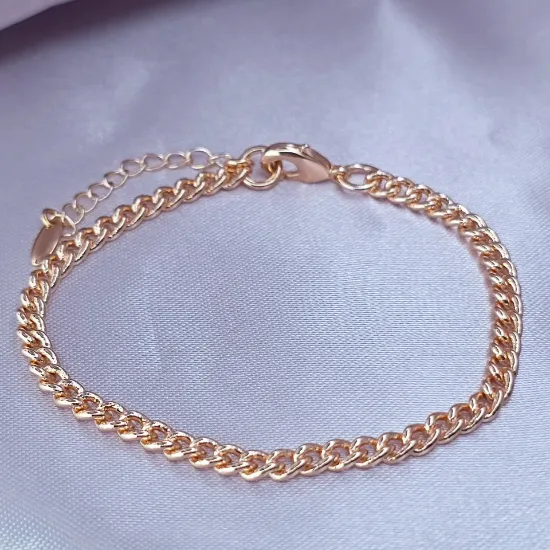 Imagen de Pulsera Tejido Barbada Cerrada Oro Dorado Talla 2104