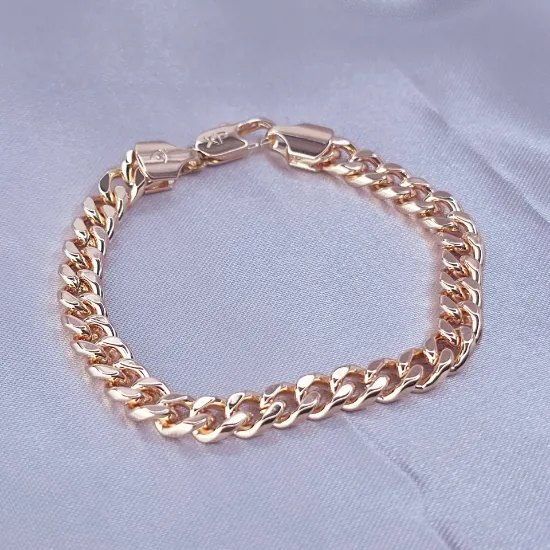 Imagen de Pulsera Tejido Barbada Cerrada Oro Dorado Talla 2007