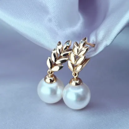 Imagen de Arete Planta Real con Perla de Cristal