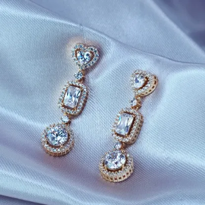 Imagen de Arete Corazón Rectángulo y Círculo