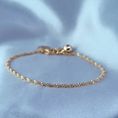 Imagen de Pulsera Tobillera Tejido Singapur Oro Dorado Talla 2602