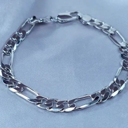 Imagen de Pulsera Tejido Cartier o Fígaro Oro Blanco Talla 2107