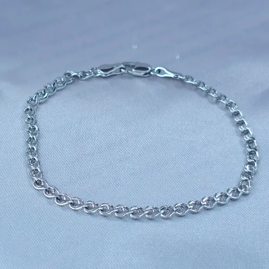 Imagen de Pulsera Tejido Lumachina o Bisel Oro Blanco Talla 1903