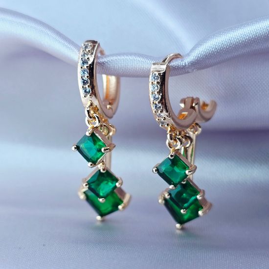 Imagen de Arete Tres Rombos Esmeralda