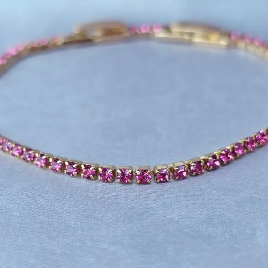 Imagen de Pulsera Cristales Fuxia  1702