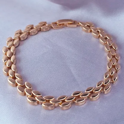 Imagen de Pulsera Tejido Espigas Lisas  Oro Dorado  1907Pulsera Tejido Espigas Lisas  Oro Dorado  1907