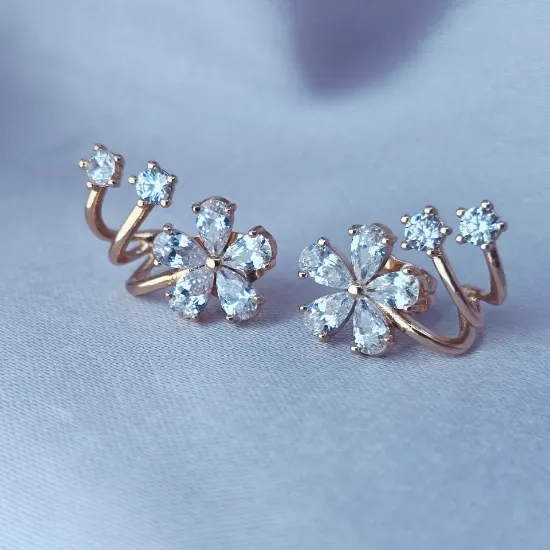 Imagen de Arete Clip Flor y Estrellas