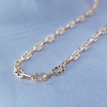 Imagen de Cadena Tejido Rectángulo Ovalado Irregular Oro Dorado