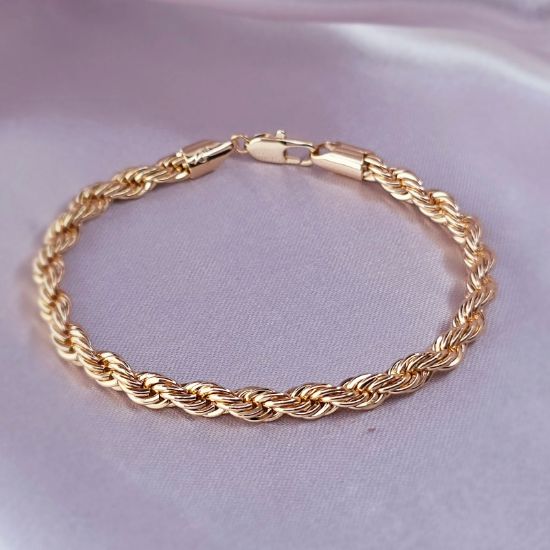 Imagen de Pulsera Tejido Cordón Salomónico o Torzal en Oro Dorado