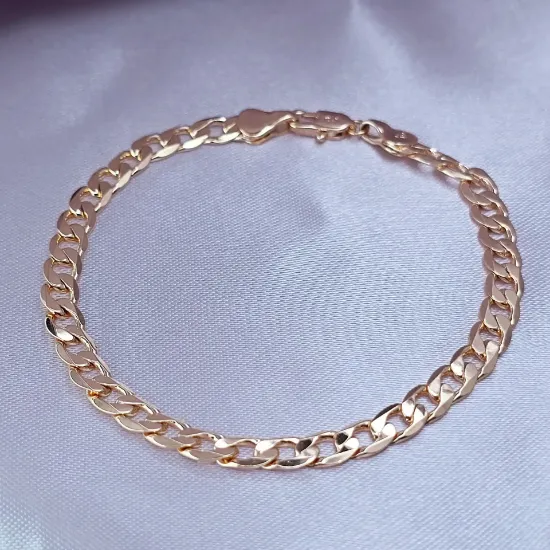 Imagen de Pulsera Tejido Barbada Abierta Oro Dorado  1805