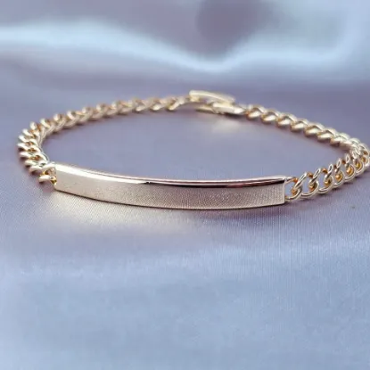 Imagen de Pulsera Esclava Barbada Abierta Liso Oro Dorado  1905