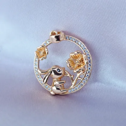 Imagen de Dije Conejito y Flores de Oro