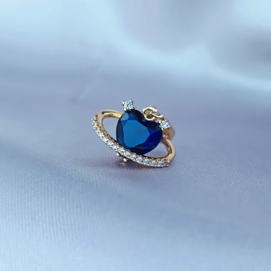 Imagen de Dije Corazón Zafiro Con Órbita