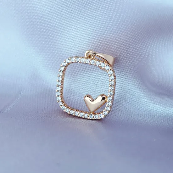 Imagen de Dije Cuadro Brilloso con Corazón