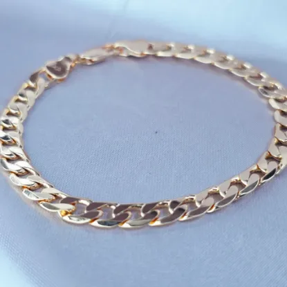 Imagen de Pulsera Tejido Barbada Abierta Oro Dorado Talla 1806