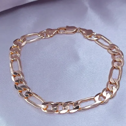 Imagen de Pulsera Tejido Cartier o Fígaro Oro Dorado Talla 2210