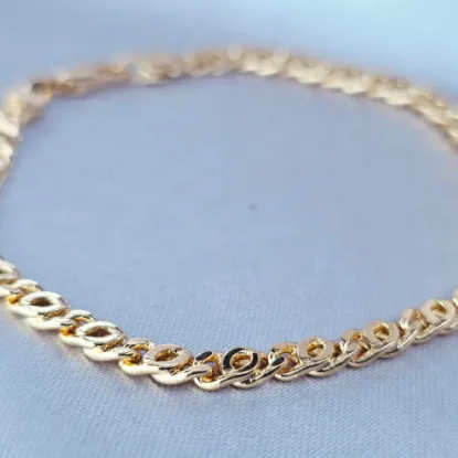 Imagen de Pulsera Eslabones Pretzel Oro Dorado Talla 1803