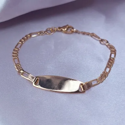 Imagen de Pulsera Esclava Kids Ovalada Cartier o Fígaro Oro Dorado Talla 1703