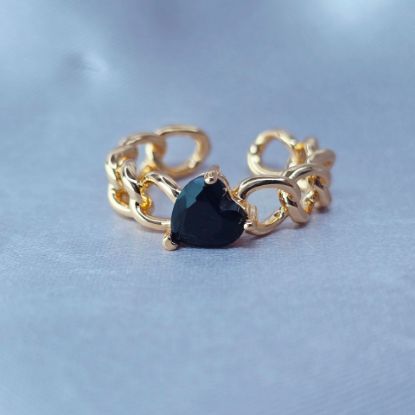 Picture of Ring Semi-Open Heart Abundant Black
