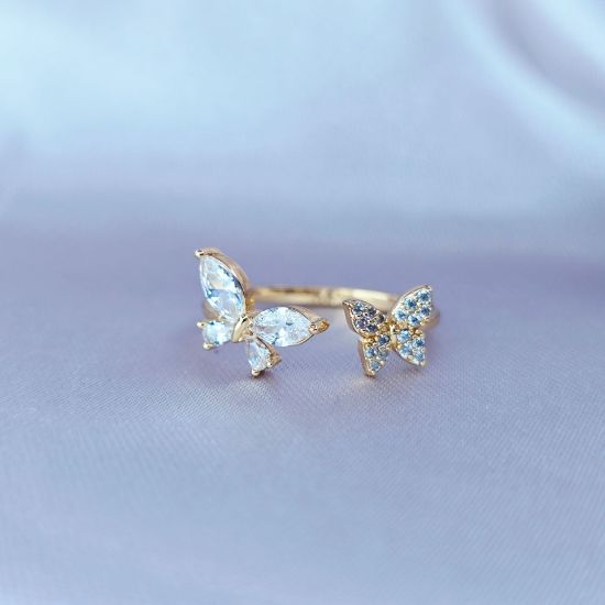 Imagen de Anillo Semiabierto Dos Mariposas Libres 