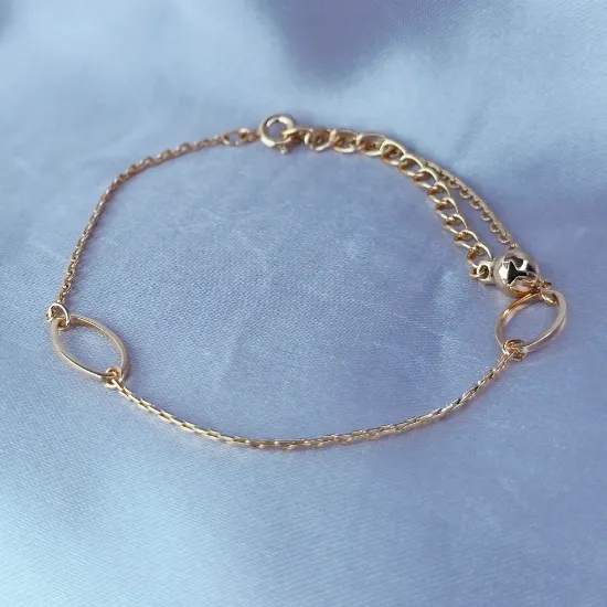 Imagen de Pulsera Tobillera Detalles Ovalados y Cascabel Talla 2208