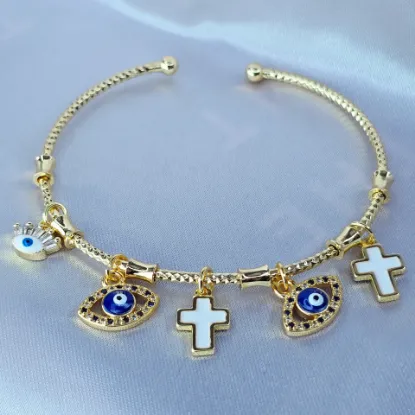 Imagen de Brazalete Semiabierto Ojos Turcos y Cruces Talla 2002