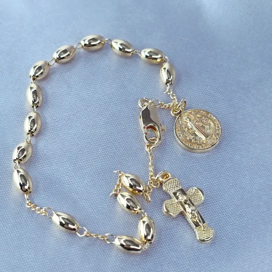 Imagen de Pulsera Medalla de San Benito y Cruz Celestial Talla 1903