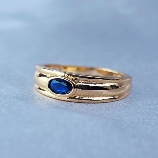 Imagen de Anillo Ovalado Azul Intenso Talla 7