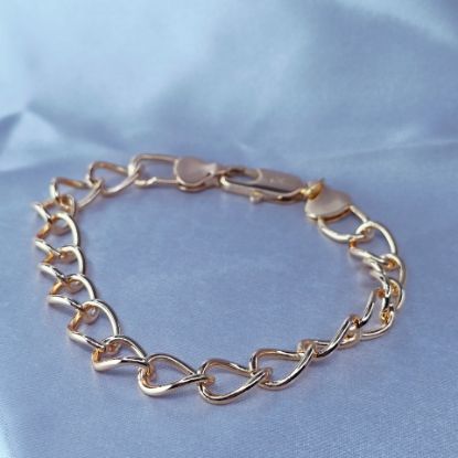 Imagen de Pulsera Eslabones Entrelazados Aros Irregulares Oro Dorado Talla 2209