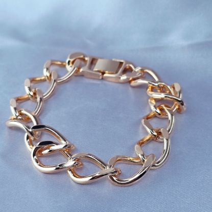 Imagen de Pulsera Eslabones Entrelazados Aros Irregulares Oro Dorado Talla 2112