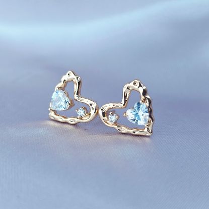 Picture of Vivri Double Diamond Heart Stud Earrings