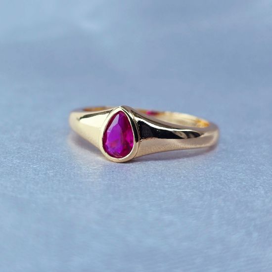 Imagen de Anillo Gota Fucsia 