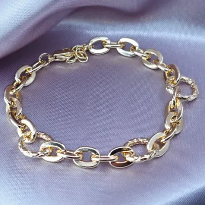 Picture of Textured Hoops and Links Bracelet Size 1811
