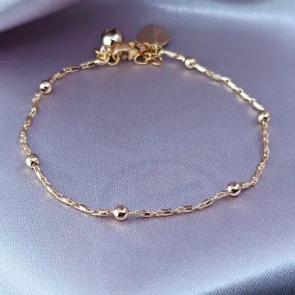 Picture of Tiny Spheres, Bell, and Heart Bracelet Size 1702