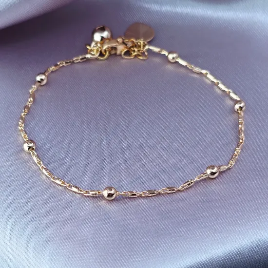 Picture of Tiny Spheres, Bell, and Heart Bracelet Size 1702