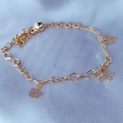 Picture of Heart Apple Flower Butterfly Bell Bracelet Size 1810