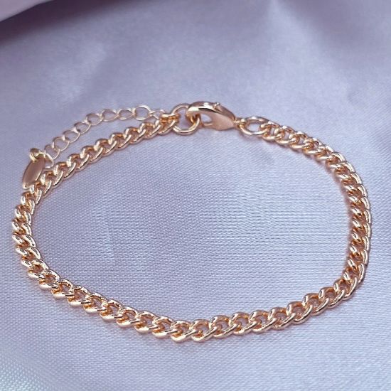 Imagen de Pulsera Tejido Barbada Cerrada Oro Dorado Talla 1905