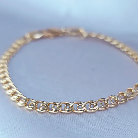 Picture of Gold Lumachina or Bezel Link Bracelet Size 1803