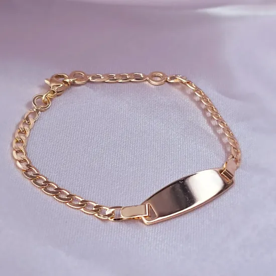Picture of Gold Rectangles and Textured Hoops Links Bracelet Size 1903