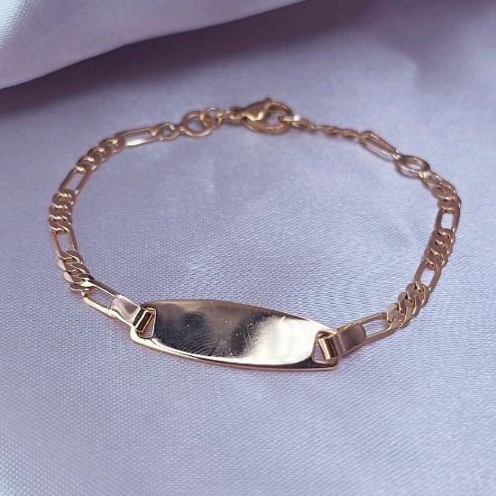 Picture of Kids Gold Oval Cartier or Figaro ID Bracelet Size 1703
