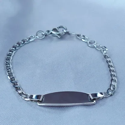 Picture of Kids White Gold Open Curb ID Bracelet Size 1703