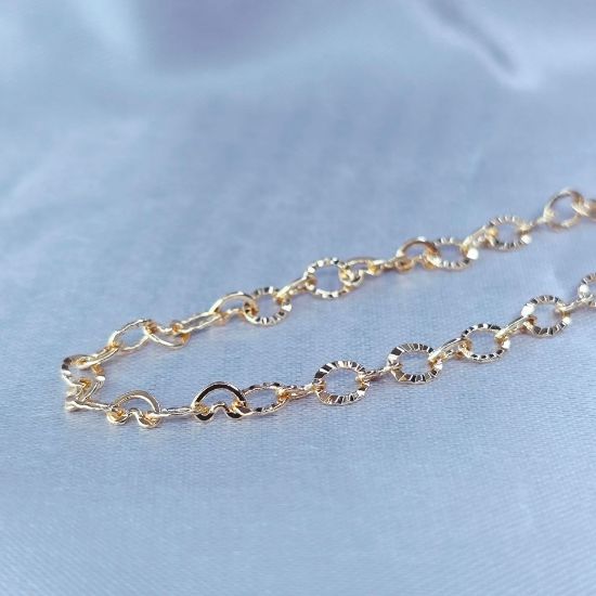 Picture of Gold Vivri Hearts and Textured Circles Links Chain Size 4503